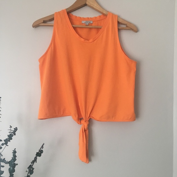 Zara Tops - Zara Orange Cropped Tank Top, Tied at Bottom